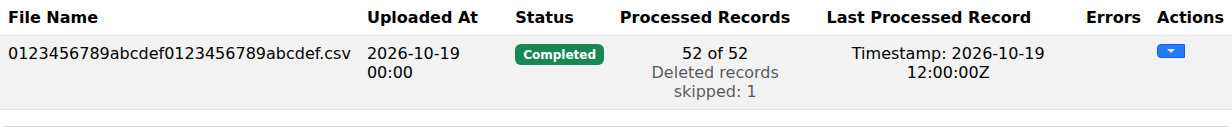 Deleted-record suppression count in the import list